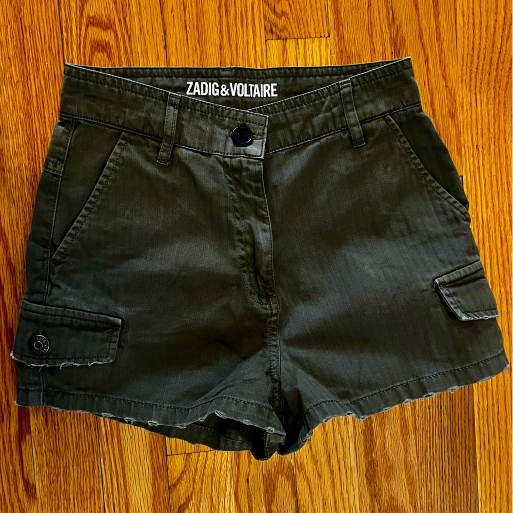 Zadig & Voltaire kids size 12 cargo shorts, army green like new
